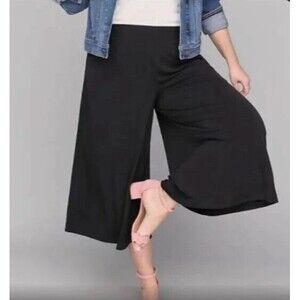 Lane Bryants Womens Culotte Cropped Trouser Pants Super Wide Leg Black 18 NEW